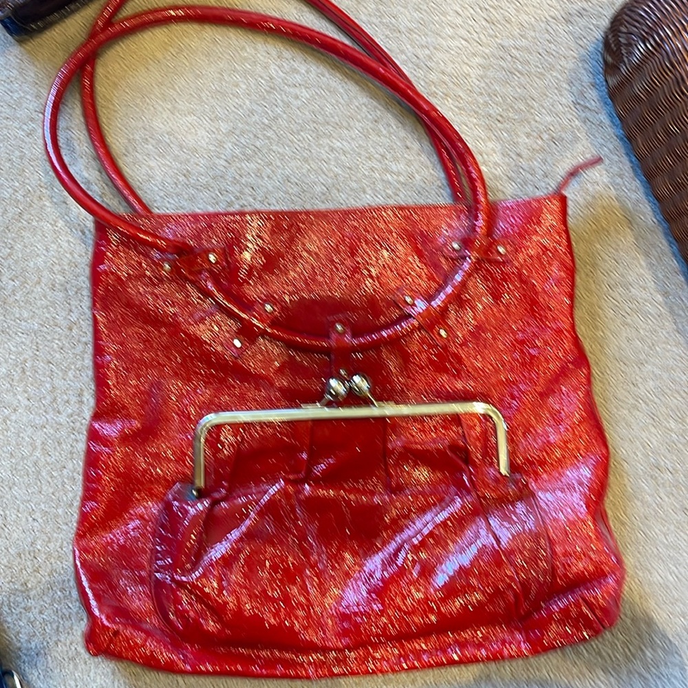 Goldenblue Red Patent Leather Shoulder Bag